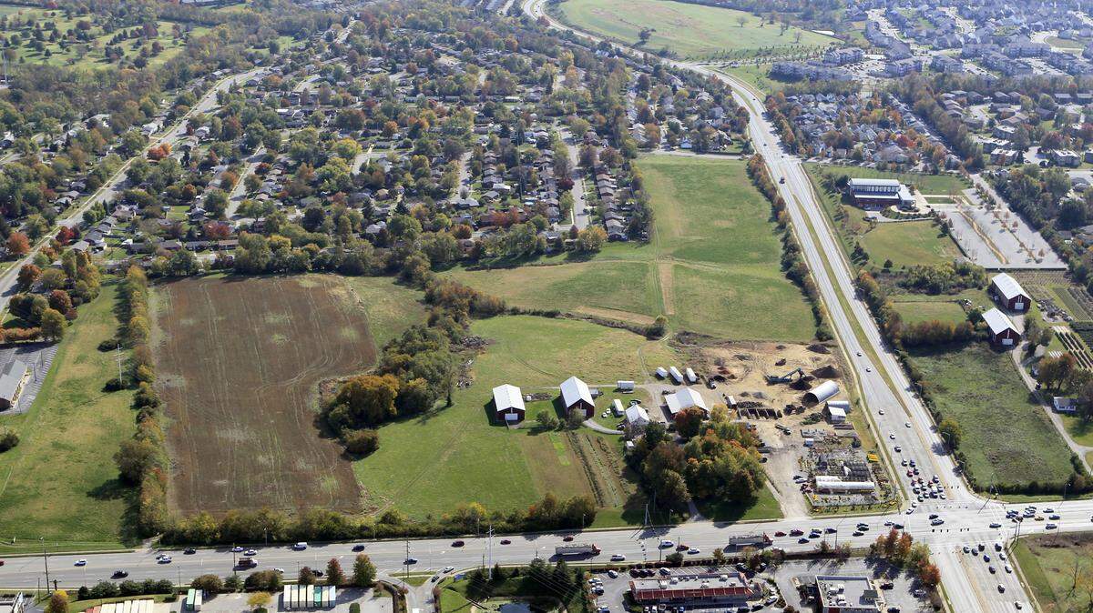 Aerial photo of the Fritz Farm property at Man O War Blvd. and Nicholasville Rd.