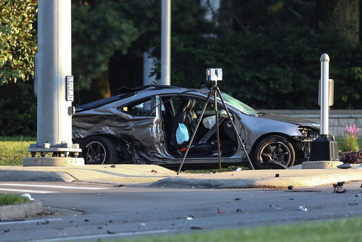 A car was left heavily damaged after a crash July 5 on Tates Creek Road that killed a 10-year-old girl and injured other children.