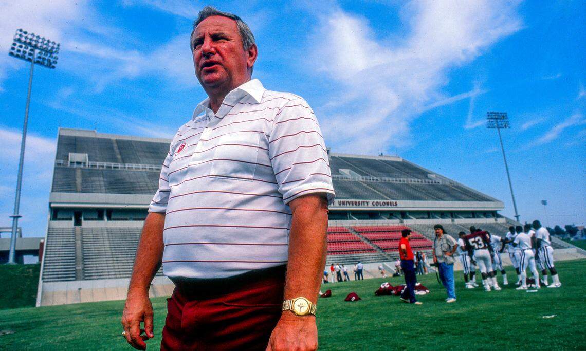 Roy Kidd, shown here in 1992, won 314 games in 39 years as the head football coach of the EKU Colonels.