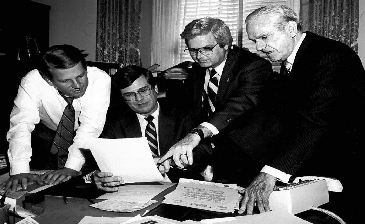 U.S. Rep. Hal Rogers, third from the left, is shown in the early 1980s with then-Reps. John Light Napier, Trent Lott and, on the far right, William Natcher. Rogers replaced Natcher on Sept. 2, 2021 as the longest-serving member of Congress from Kentucky.
