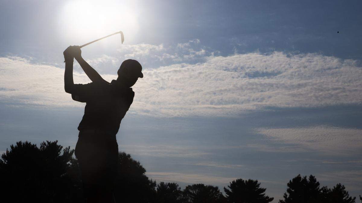 Jansen Preston of Lexington Christian Academy teed off during the boys’ state golf championships at Bowling Green Country Club on Saturday.