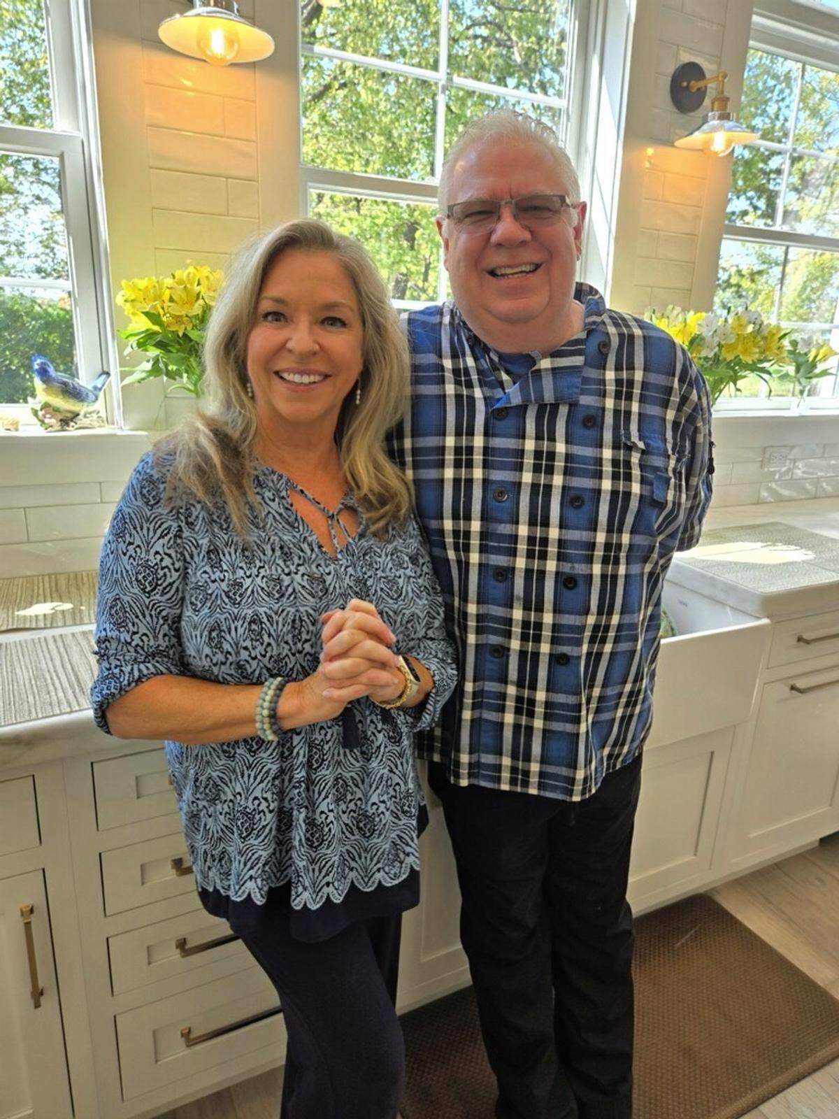Hostess Jane Hale with chef Rodney Jones, who cooks monthly Sunday lunches at the Bleubird.