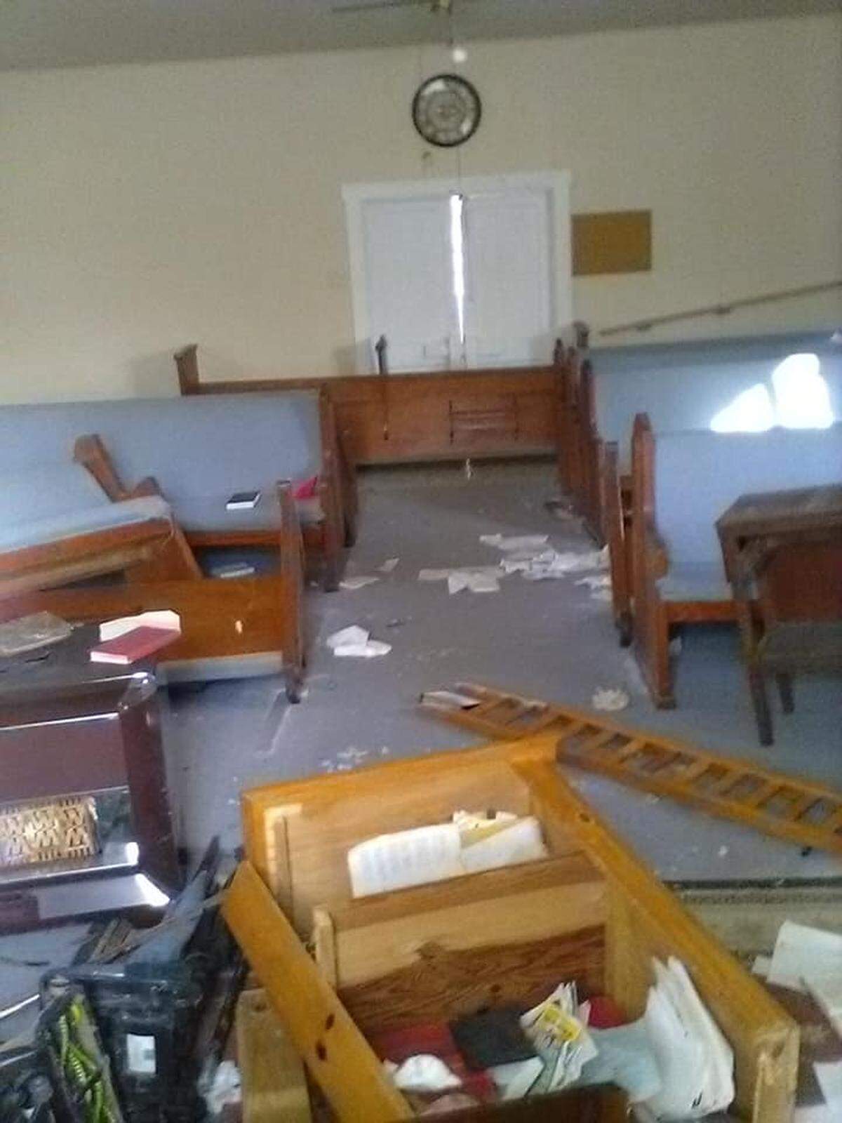 Photos shared on Facebook by the Powell County Sheriff’s Office in Kentucky showed vandalism at the South Fork Church of God.