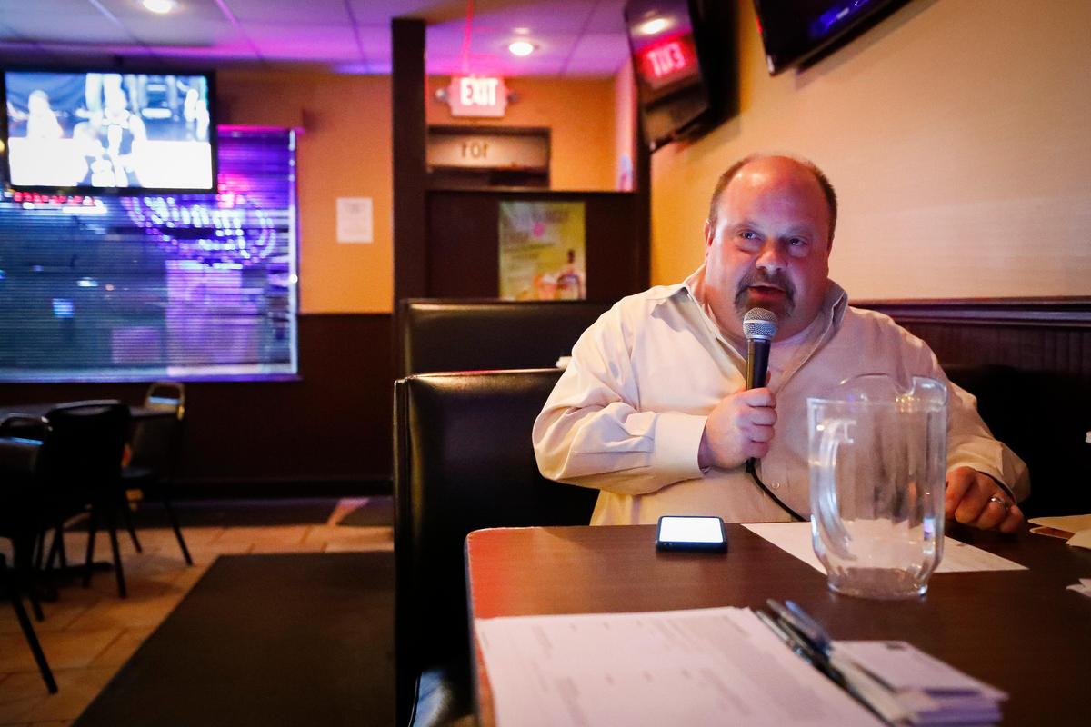 Don Willoughby, owner of Local Trivia Action, questions trivia night participants at Spud’s Sports Pub. Willoughby has been a trivia host since the 1990s and his company runs a free trivia game everyday of the week in Lexington and Louisville.