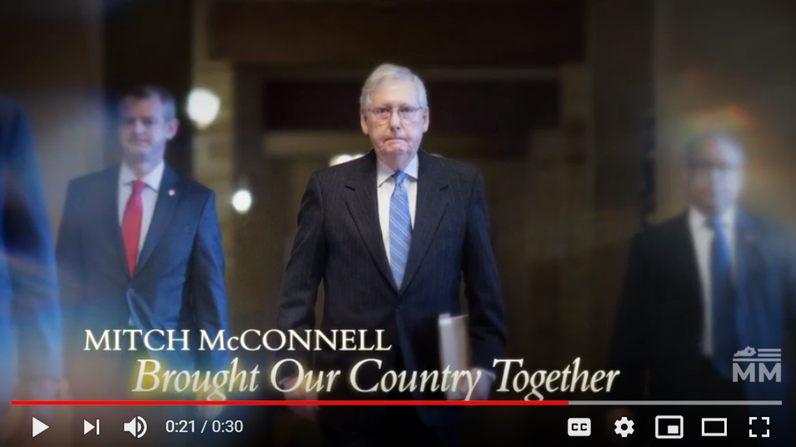 Screenshot from a Mitch McConnell ad touting his role in a federal coronavirus relief bill.