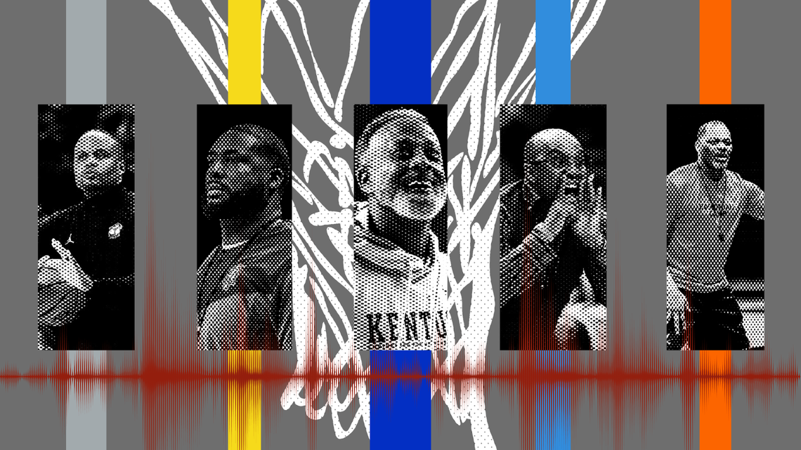 Georgetown head coach Darnell Haney, North Carolina A&T head coach Tarrell Robinson, Kentucky head coach Kenny Brooks, Ole Miss associate head coach Quentin Hillsman and Virginia assistant coach Ronald Hughey share mentorship, strategy and support through decades of friendship.