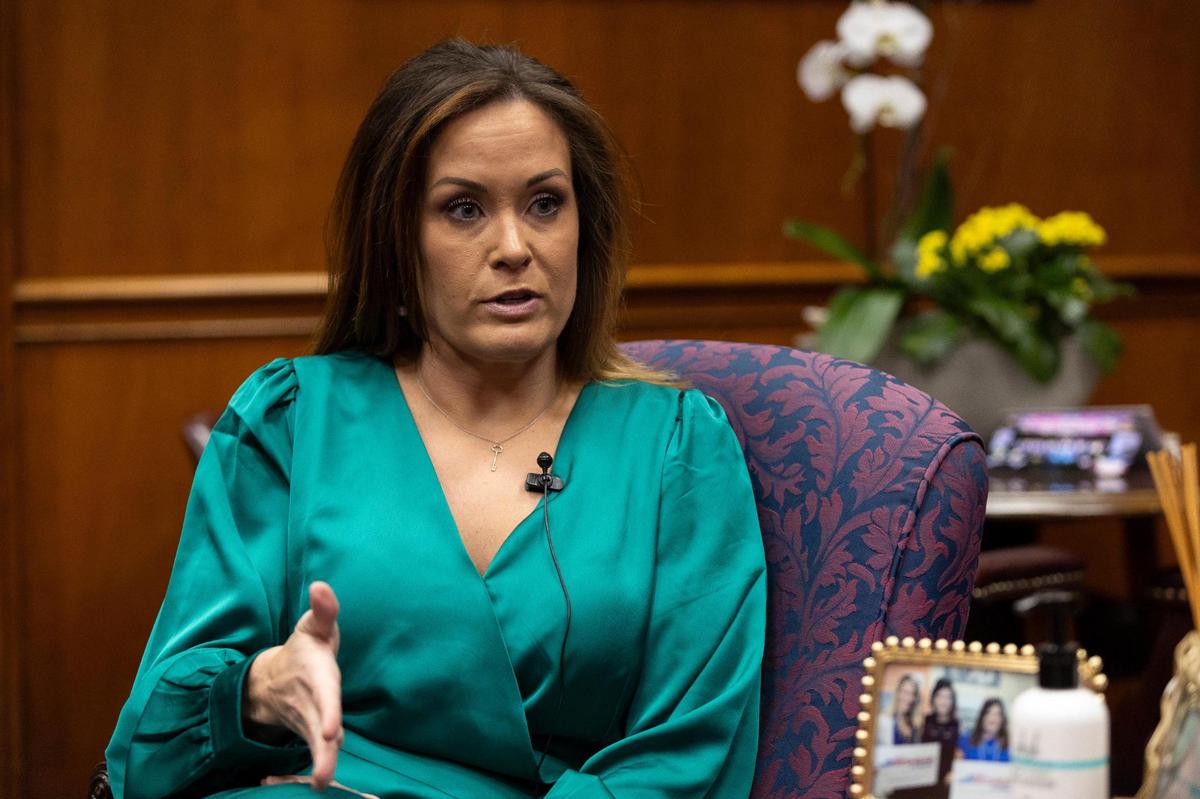 Lieutenant Governor Jacqueline Coleman speaks during an interview about her recent health challenges during in her office at the Capitol in Frankfort, Ky, Tuesday, January 23, 2024.