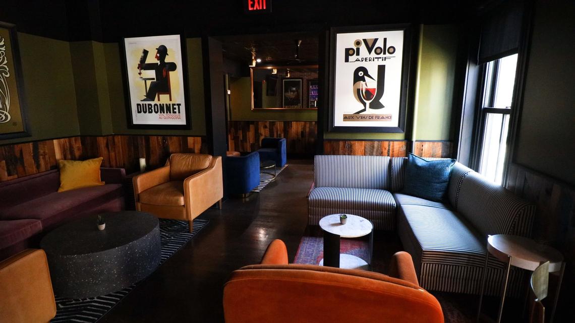 The upstairs lounge at Postmaster’s Pub was redesigned by Isabel Ladd to have a more modern feel.