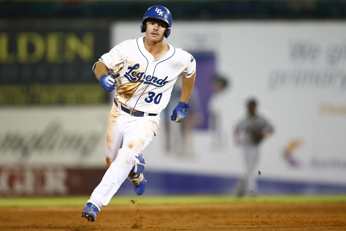 Lexington Legends first baseman Nick Pratto (30) rounded the bases after hitting a home run during the first game of the South Atlantic League Southern Division championship series Wednesday at Whitaker Bank Ballpark in Lexington.