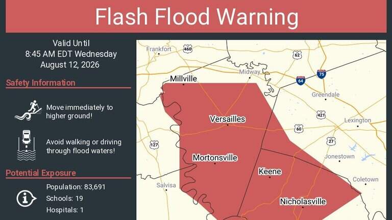 Lexington under flood watch after recording 3 inches of rain from thunderstorms