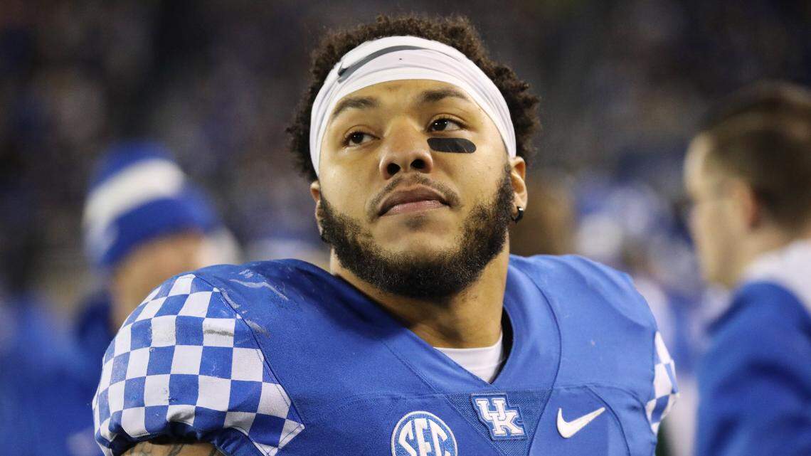 Kentucky Wildcats running back Chris Rodriguez Jr. (24) on the sidelines during a game between the Kentucky Wildcats and the Tennessee Volunteers at Kroger Field in Lexington, Ky., Saturday, Nov. 6, 2021.