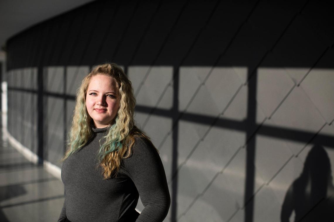 Tamara Vest, the virtual commencement speaker for the University of Kentucky this winter, poses for a portrait in the Gatton Student Center in Lexington, Ky., Wednesday, December 2, 2020. Vest is graduating this semester with a degree in social work. A Lexington native, Vest entered the foster care system when she was 16 and eventually aged out. “This is my passion and this is what I’m meant to do.” Vest said about entering the field of social work.