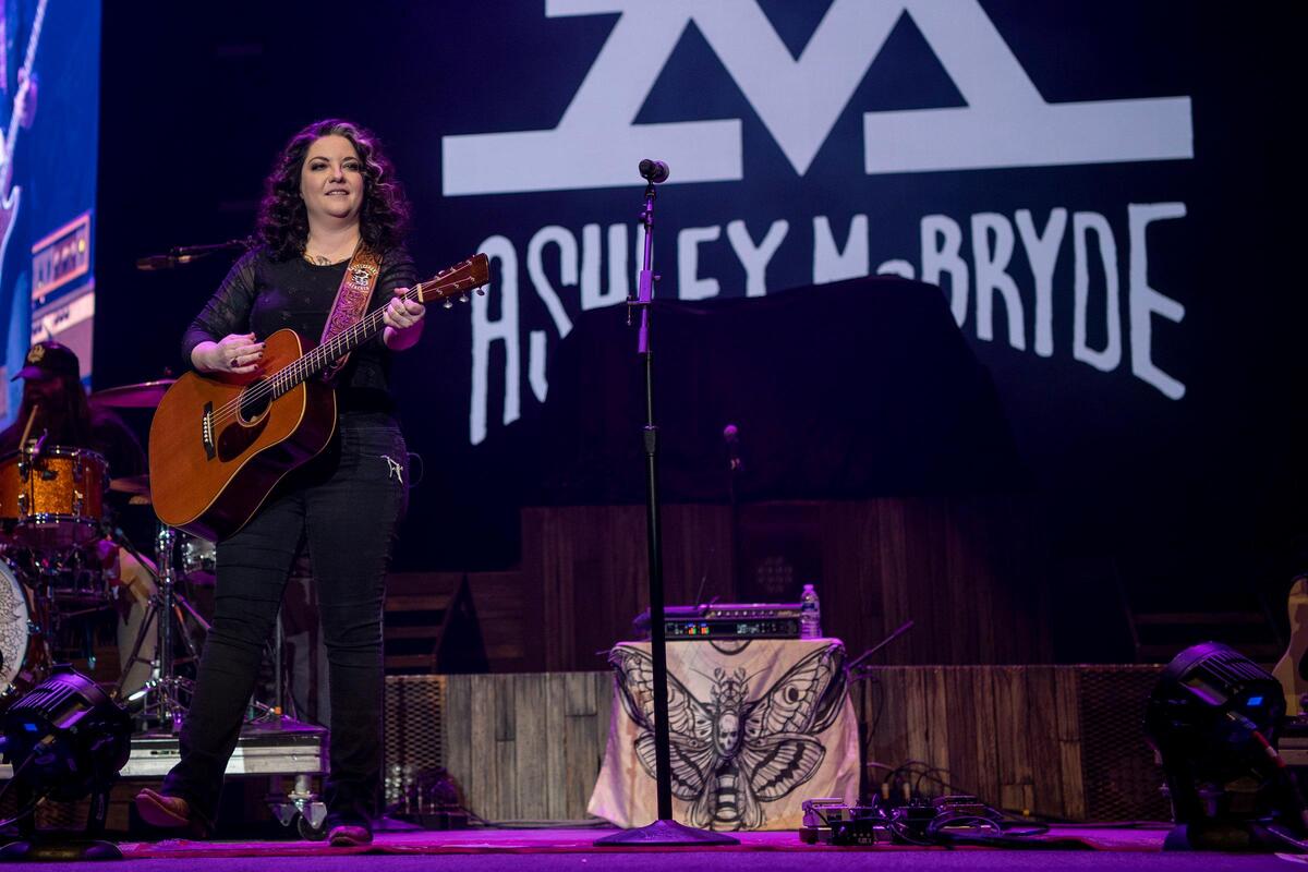 Ashley McBride performs as one of the opening bands for Luke Combs' Friday Rupp Arena concert.