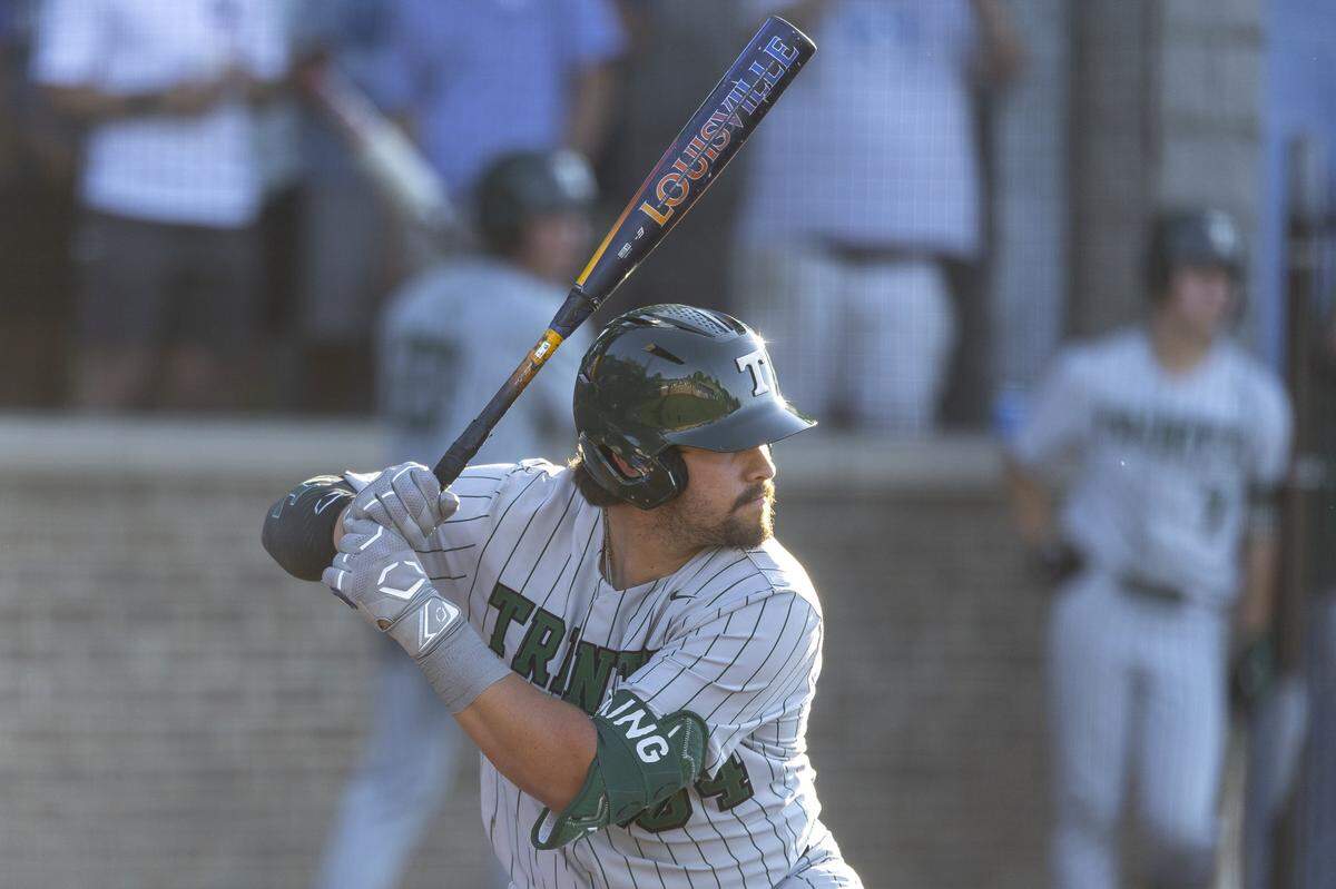 Trinity's Nolan Hosking bats during a game at Lexington Catholic High School in Lexington, Ky., on Tuesday, May 12, 2026.