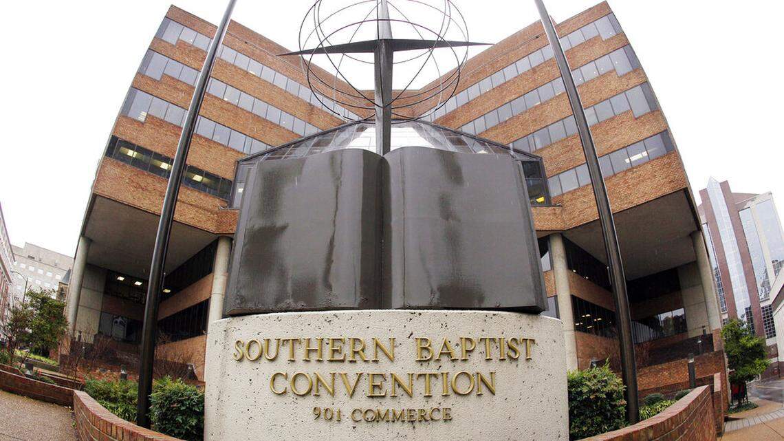 FILE - This Wednesday, Dec. 7, 2011 file photo shows the headquarters of the Southern Baptist Convention in Nashville, Tenn. Divisions over race, politics, gender and LGBTQ issues are roiling America’s largest Protestant denomination, the Southern Baptist Convention, ahead of a meeting of its executive committee in late February 2021. (AP Photo/Mark Humphrey)