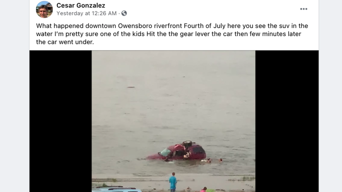 Harley Day rescued his young daughters after their SUV started to sink in the Ohio River.