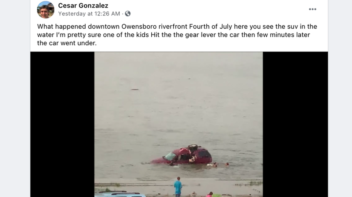 Harley Day rescued his young daughters after their SUV started to sink in the Ohio River.