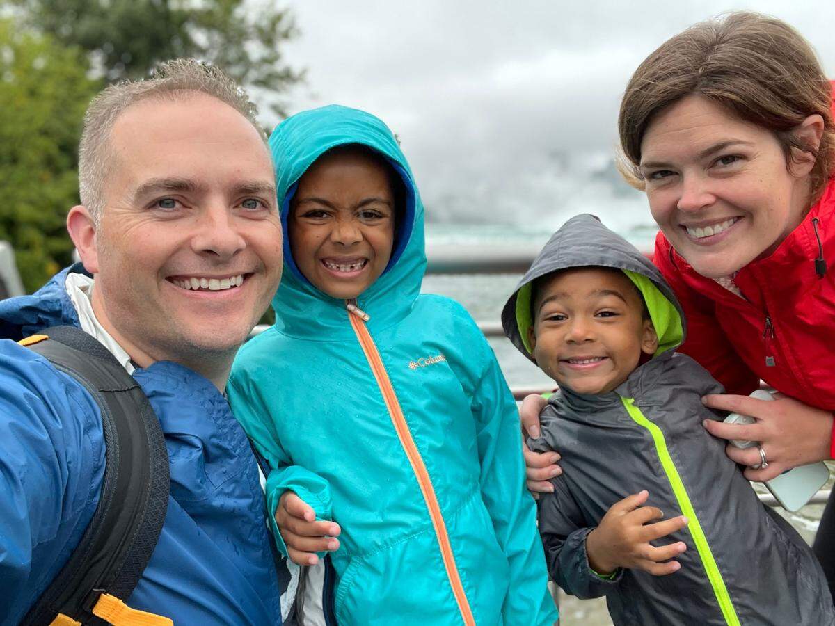 Whitney Westerfield and his family at Niagara Falls.
