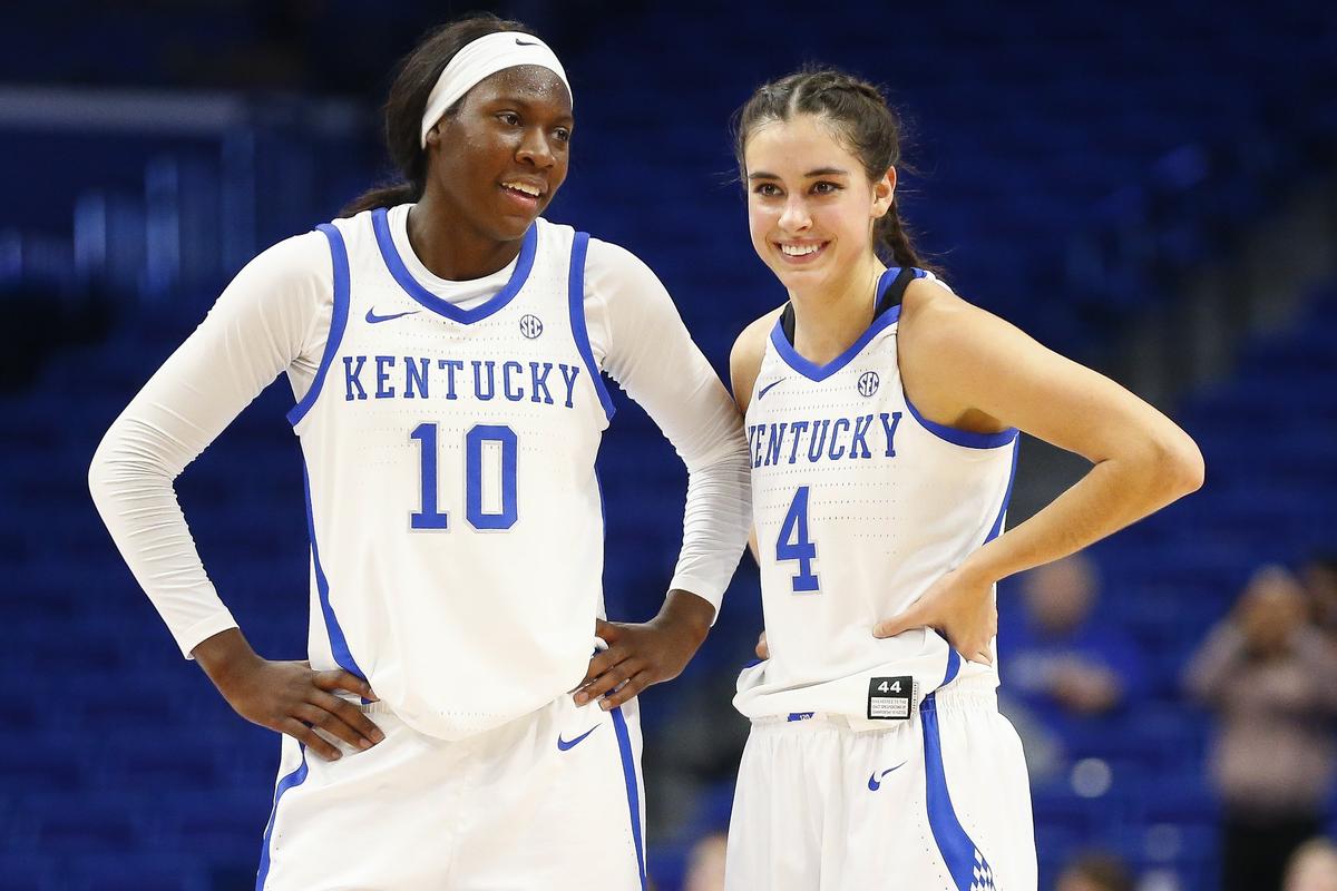 Of Kentucky freshman Rhyne Howard (10), UK senior star Maci Morris (4) says “I wish I was as good as her when I was a freshman.”