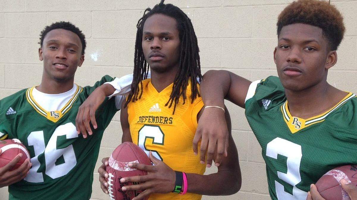 Bryan Station senior wide receivers, left, to right, C.J. Walker, Quan Claitt and Marcus Floyd. (MIke Fields photo)