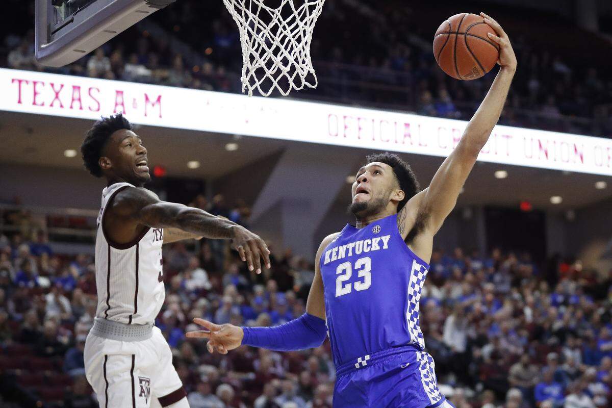 Kentucky forward EJ Montgomery (23) had eight points, 10 rebounds, three assists, two steals and a blocked shot in UK’s 69-60 win at Texas A&M on Tuesday night.