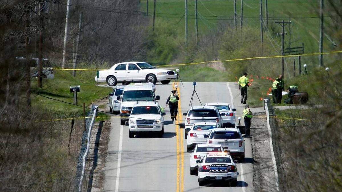 Lexington Police investigated the scene on April 12 where a 46-year-old woman was struck and killed by a hit-and-run driver on Leestown Road near the Scott County line. She was struck while retrieving her three garbage cans, Coroner Gary Ginn said.