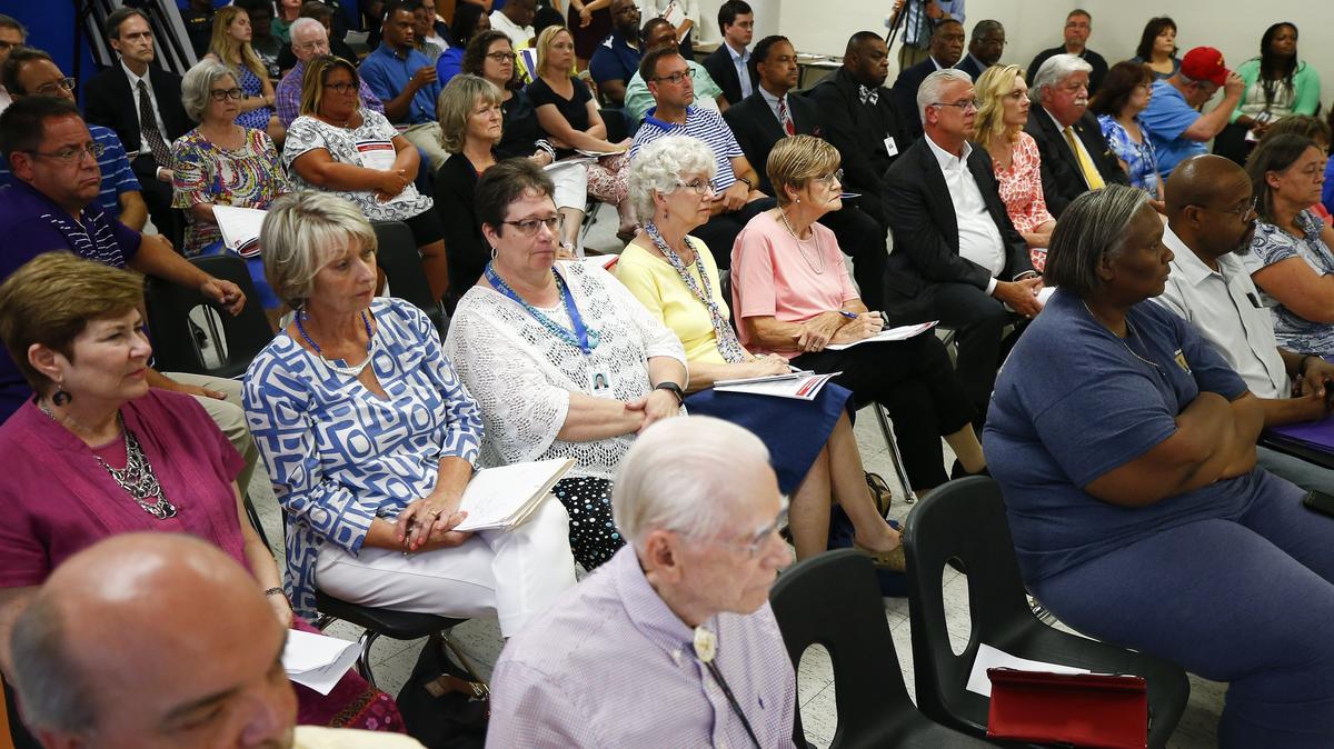 Dozens of people attended a special meeting of the Board of Education to vote on a tax increase to pay for school safety upgrades at the Fayette County Public Schools Central Office in 2018 in Lexington.