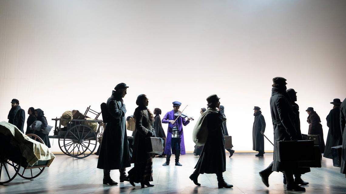 The cast of the Broadway Live touring production of the 2015 revival of the classic “Fiddler on the Roof,” which takes audiences through the tensions of one Jewish family’s dramas during the Russian pogroms, as they are forced to leave their homes.