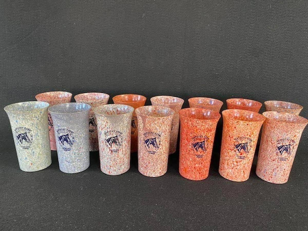 Rare Beetleware (an early plastic) Kentucky Derby mint julep cups, made during World War II, are part of the Caswell Prewitt auction.