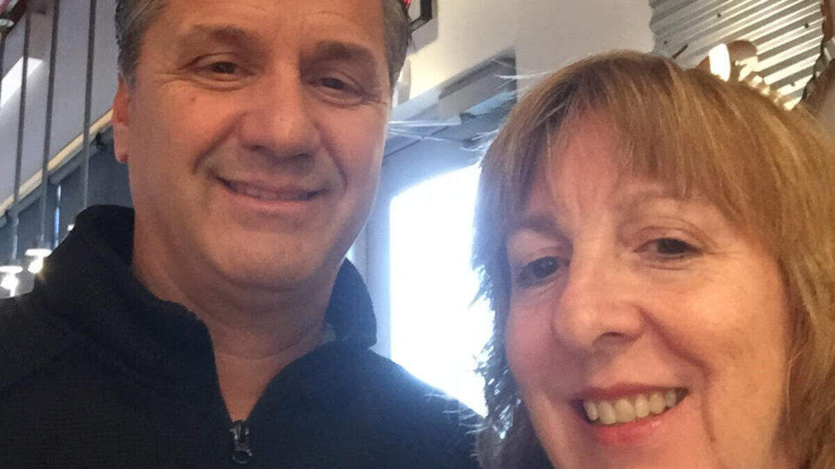 Coach John Calipari with community columnist Sarah Katzenmaier at the Chipotle near campus.