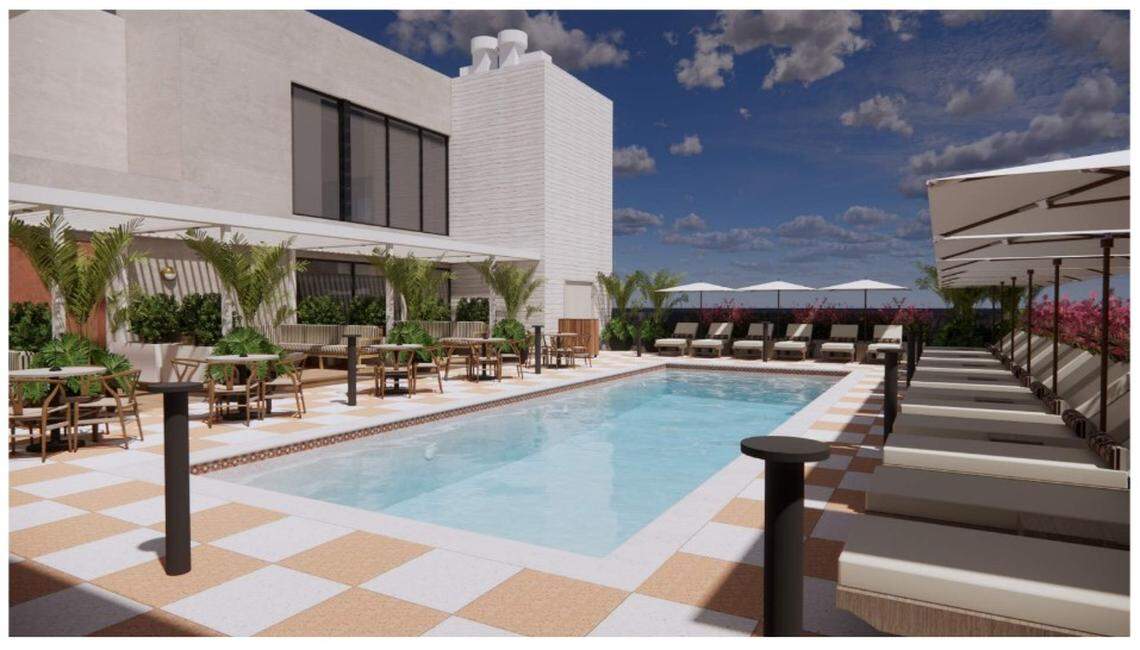 The Vine, Lexington’s first commercial to residential conversion, will feature a heated rooftop pool for condo residents and visitors to the private club, which will include a spa and a rooftop bar and restaurant. The spa will be open at the end of September and the rooftop pool and restaurant will open by the end of the year.