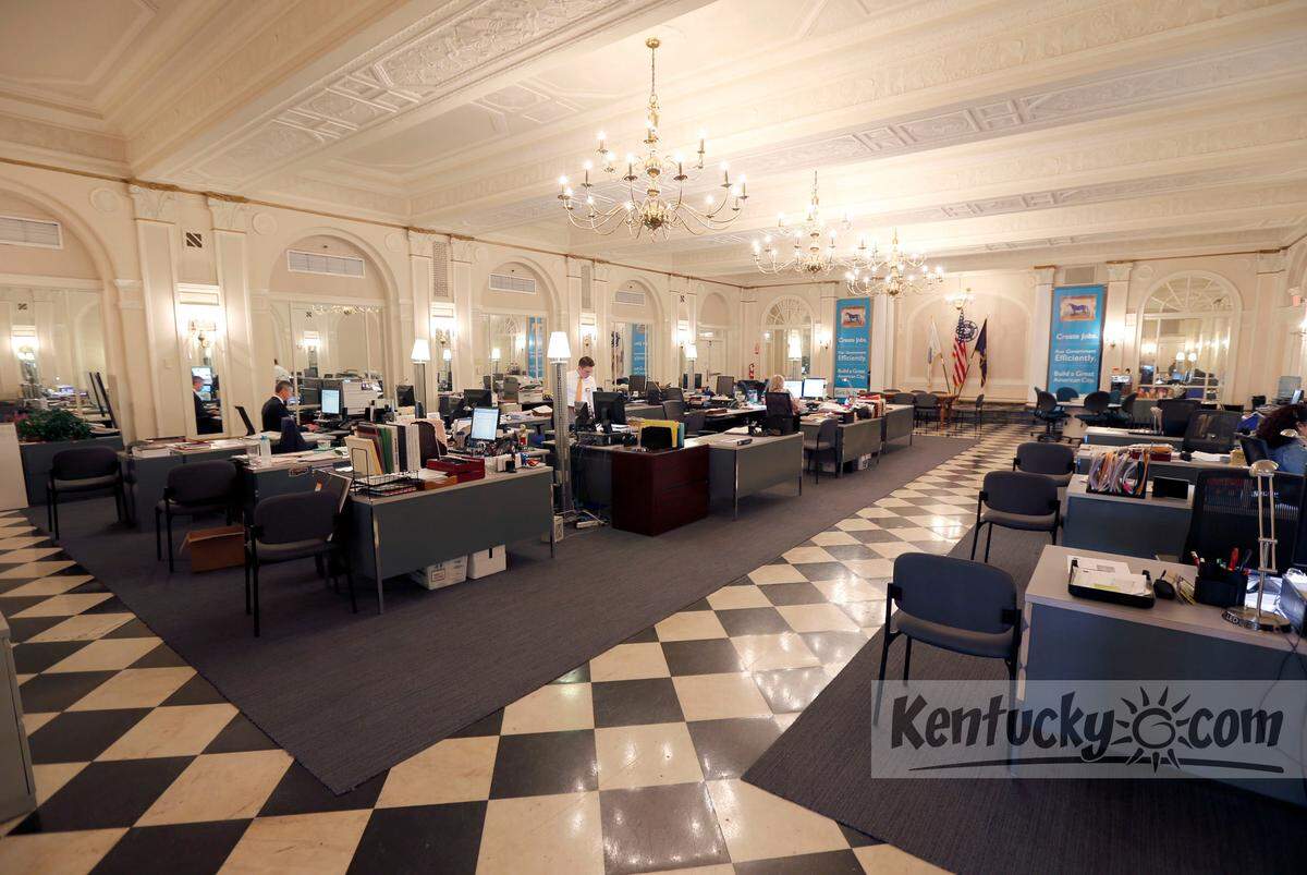 The Mayor’s Office, which used to be a ballroom, at the Lexington-Fayette Urban County Government Center, 200 East Main St., in Lexington, Ky., Tuesday, November, 5, 2013. The city of Lexington wants to sell the Government Center and other downtown buildings to build a new government center. The current Government Center is housed in a historic hotel. Photo by Charles Bertram | Staff