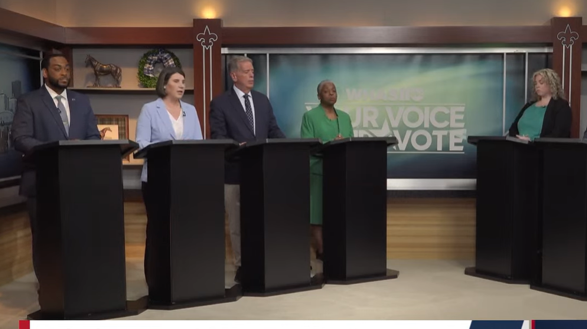 Democratic candidates for U.S. Senate in Kentucky Charles Booker, Amy McGrath, Dale Romans and Rep. Pamela Stevenson appear at a candidate forum hosted by WHAS and the Louisville Courier-Journal