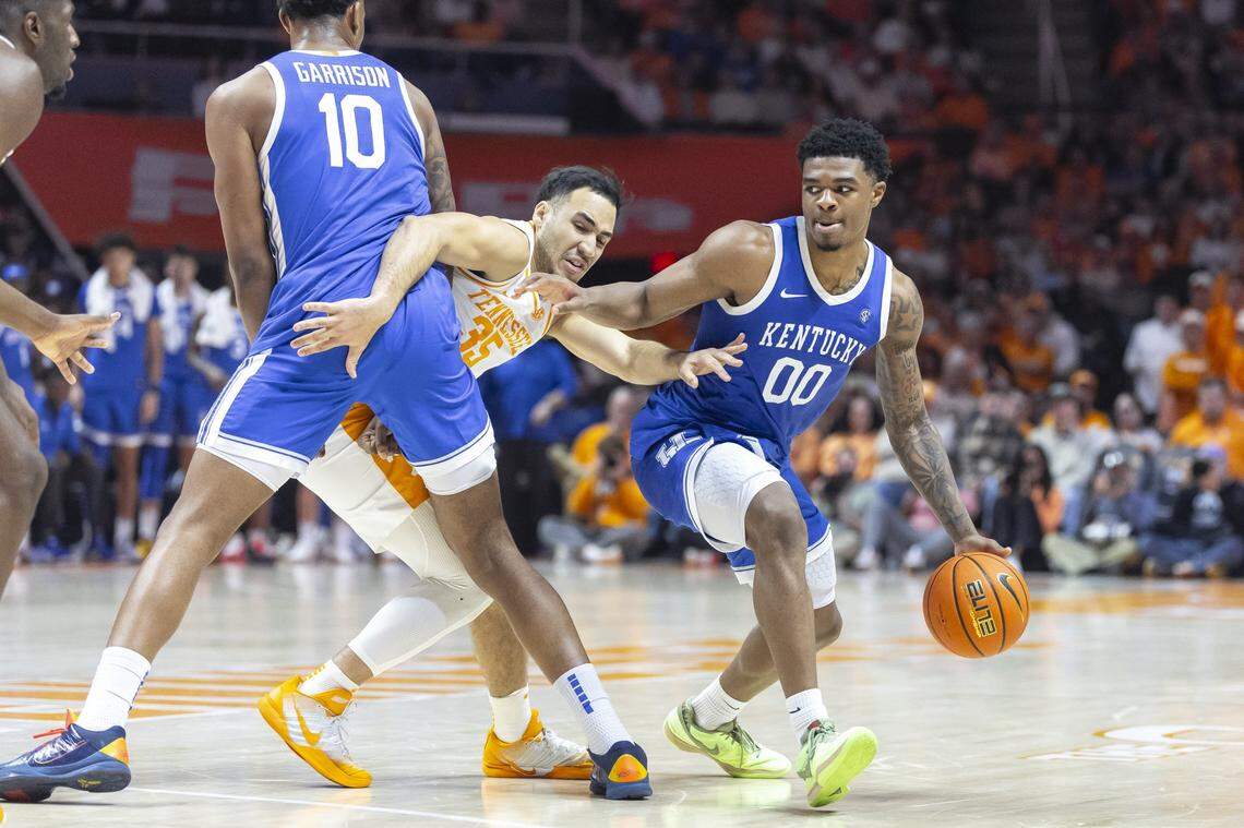Kentucky senior guard Otega Oweh (00) had 12 points, two rebounds and two steals in UK’s 80-78 win at Tennessee last month.