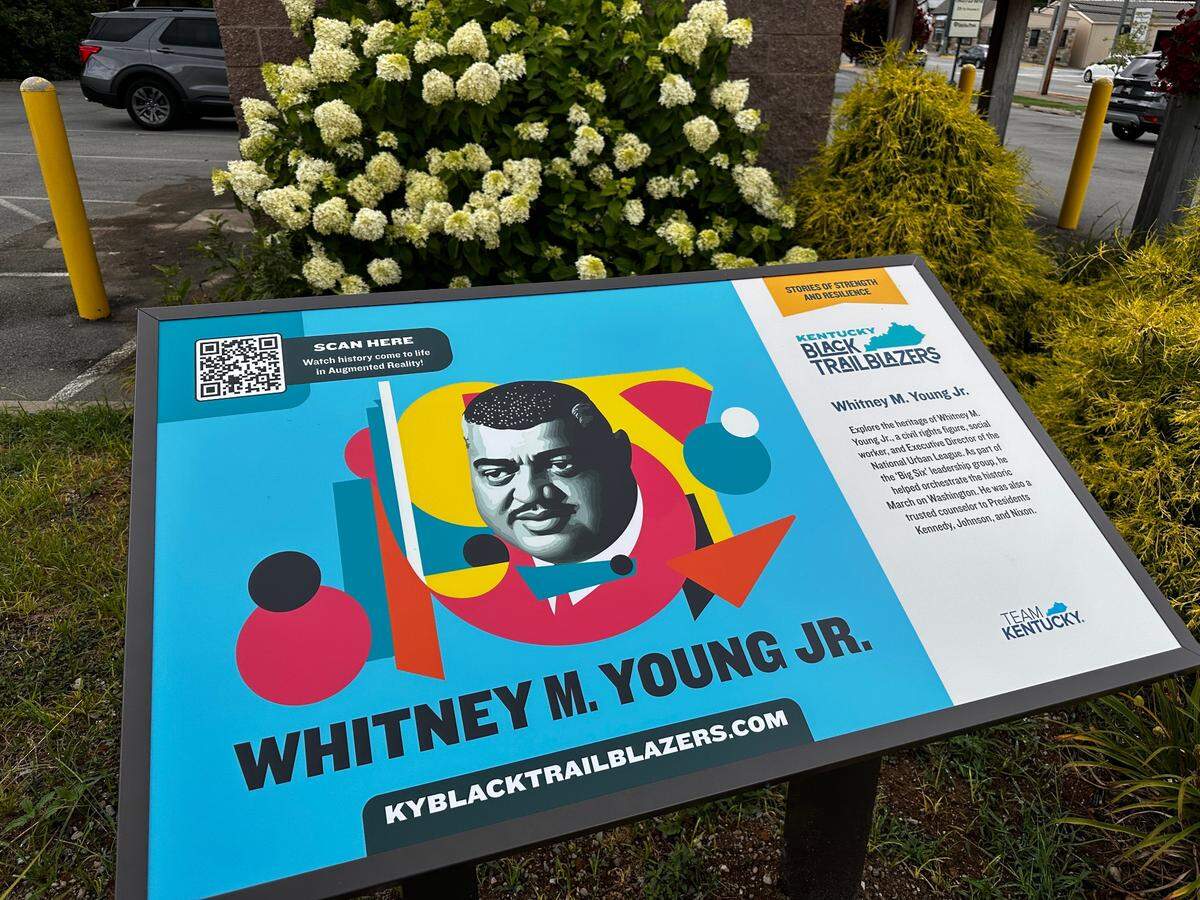 A new marker honoring civil rights leader Whitney M. Young Jr. is part of the new Kentucky Black Trailblazers tourism site that features a QR code that brings up a 3-D version of Young on visitors’ phones.