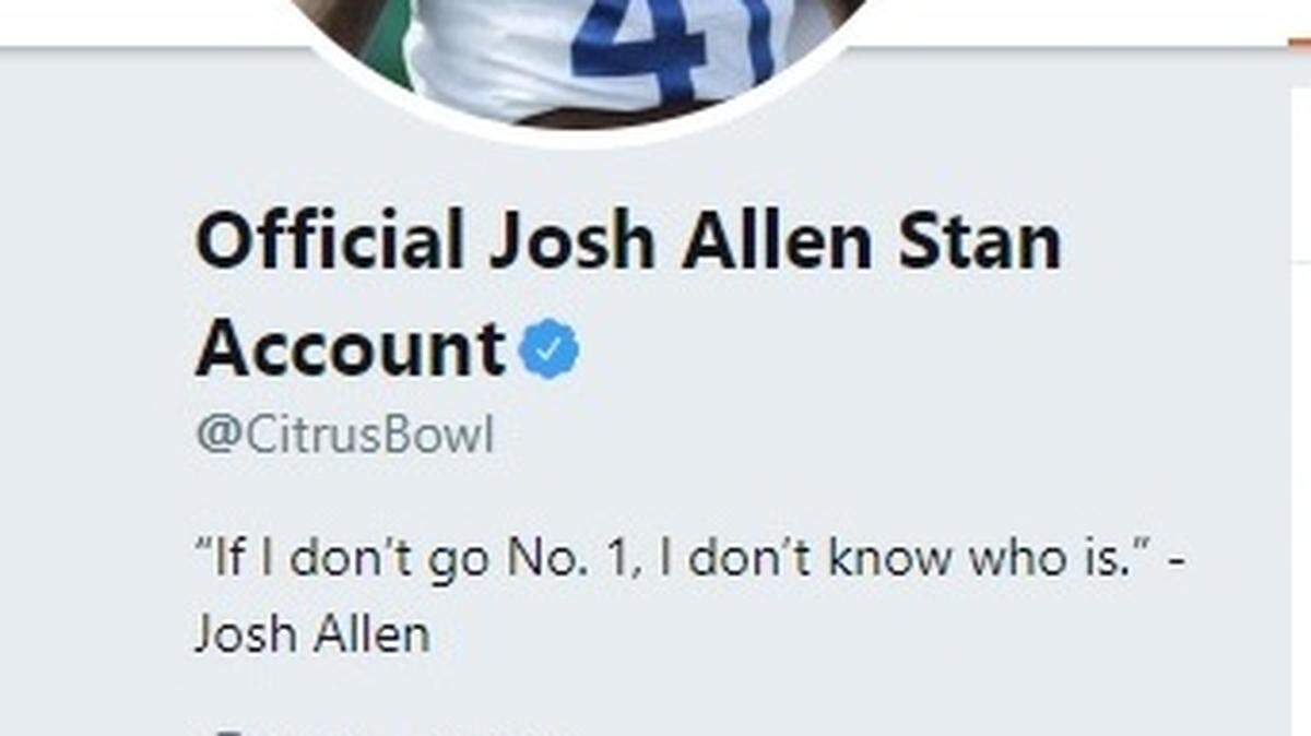 The Citrus Bowl Twitter account changed its display text and tweeted support of Kentucky football star Josh Allen ahead of the NFL Draft.