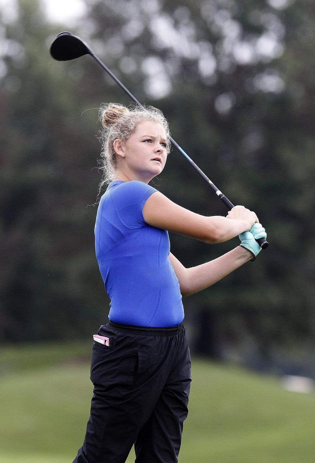 Lexington Christian’s Laney Frye won the individual title at the 2018 Leachman Buick-GMC-Cadillac/KHSAA State Girls’ Golf Championship at Bowling Green Country Club on Wednesday.