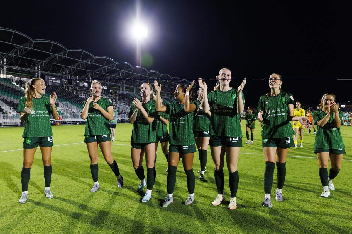 Lexington Sporting Club players celebrate following a home win over Dallas Trinity FC on Sept. 26 at the Lexington SC Stadium.