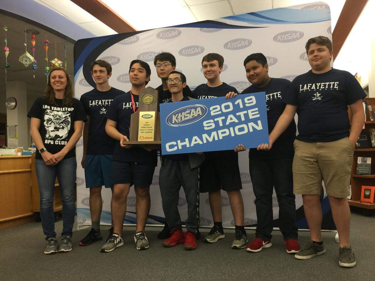 Members of the Lafayette High School esports team were recognized after winning a KHSAA state title in “League of Legends.”