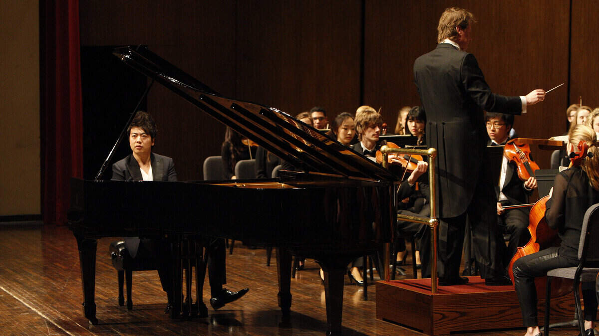Lang Lang performs with conductor John Nardolillo and the UK Symphony Orchestra at Singletary Center for the Arts at the University of Kentucky in Lexington, Ky., Sunday February 9, 2014. Photo by Matt Goins