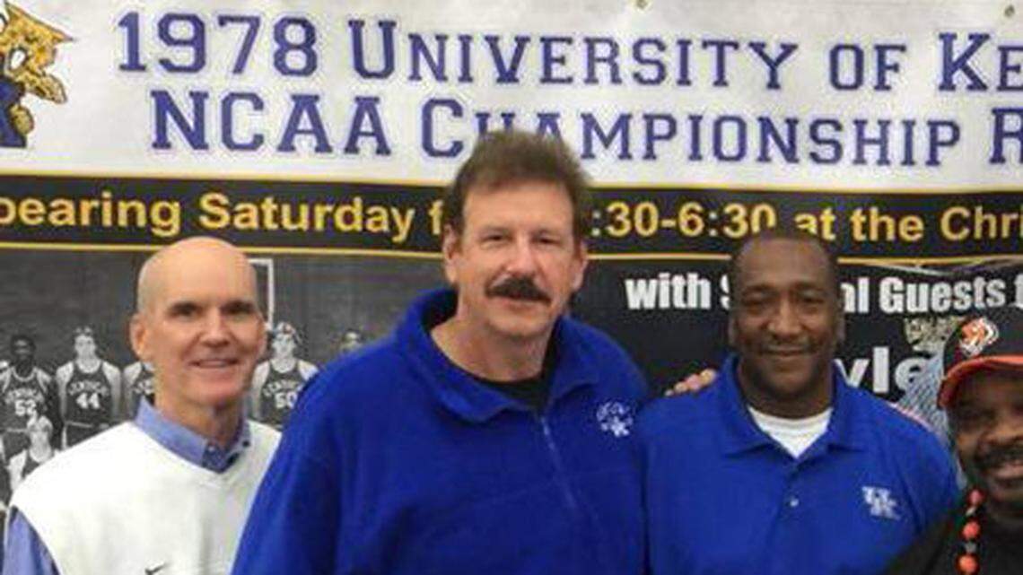 Mike Phillips, center, signed autographs with former Kentucky teammates Kyle Macy, left, and Jack Givens at an event in December.  Phillips posted this picture on Facebook.