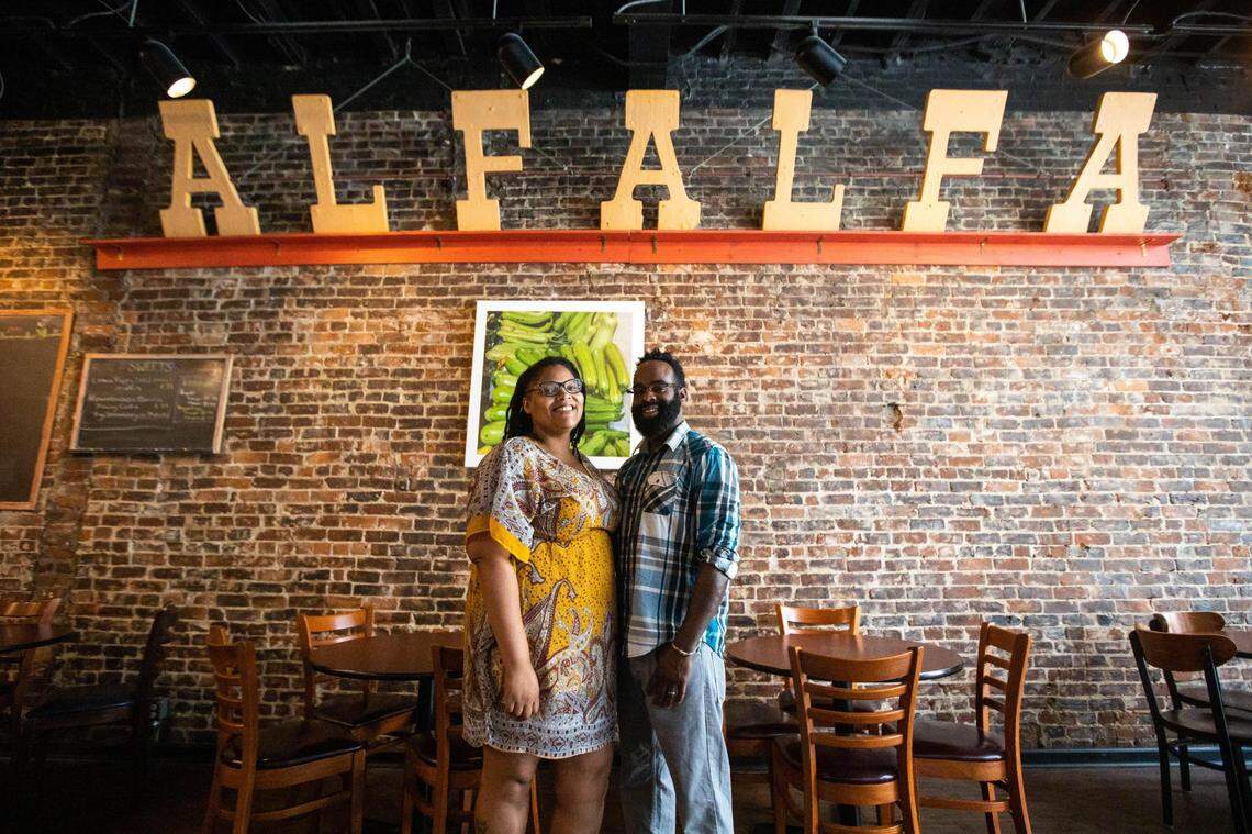 Tiffany Bellfield El-Amin, left, and Wali El-Amin, right, became the owners of the Alfalfa Restaurant on East Main Street in May 2020.