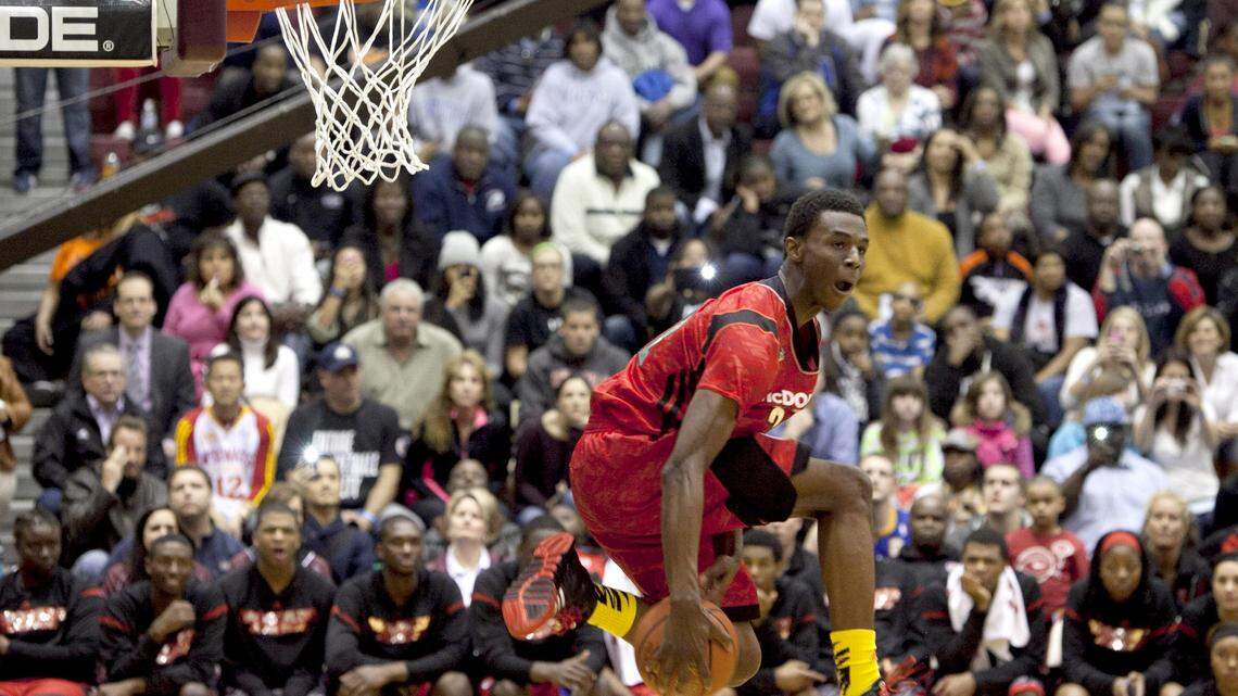 Andrew Wiggins electrified the crowd in the slam-dunk contest at the Powerade Jam Fest in Chicago. He is considered by many recruiting analysts to be the best player since LeBron James.