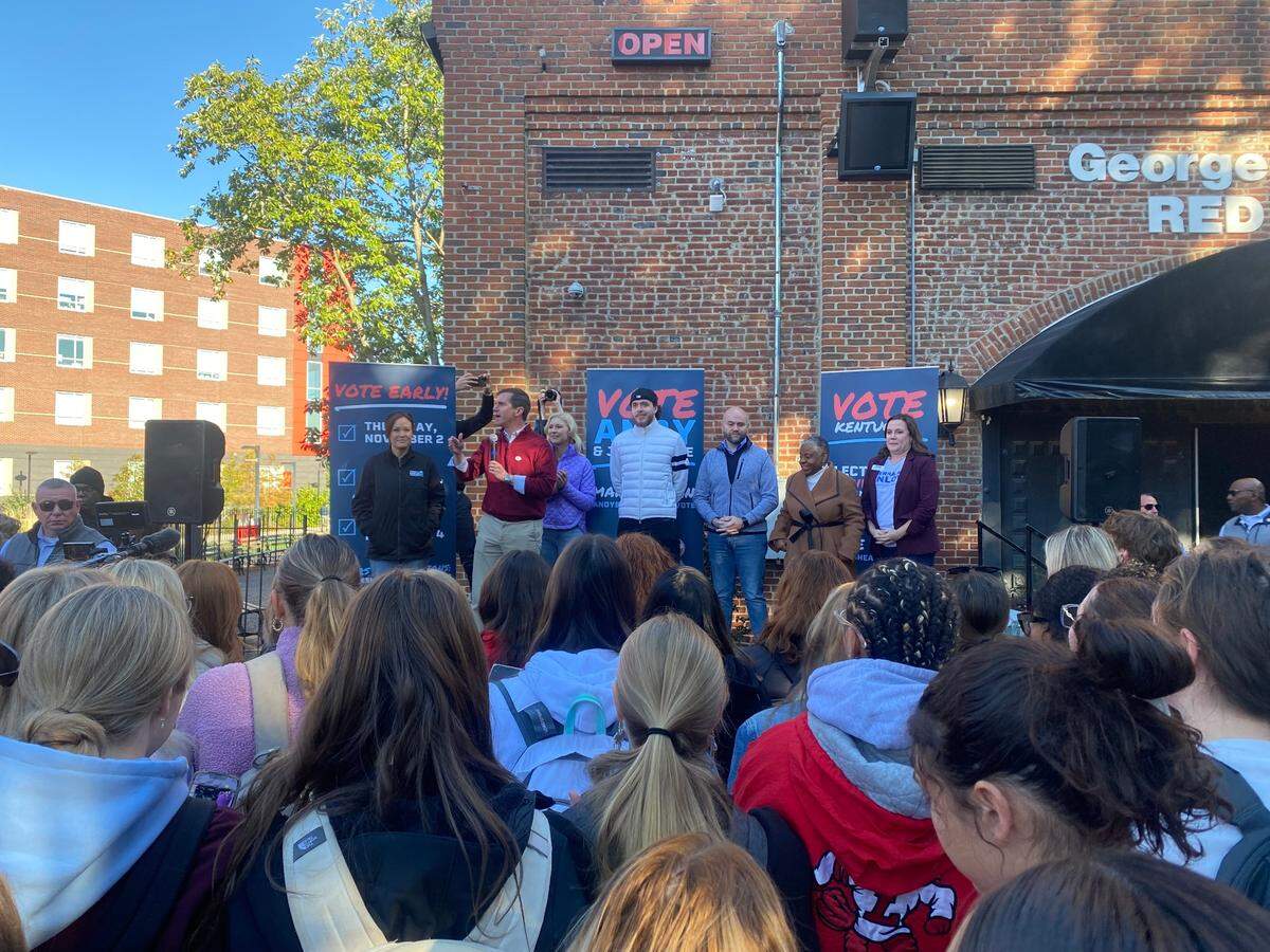 Louisville rapper Jack Harlow joined Gov. Andy Beshear on the campaign trail Thursday morning at the University of Louisville, urging students to vote for the Democratic incumbent for governor.