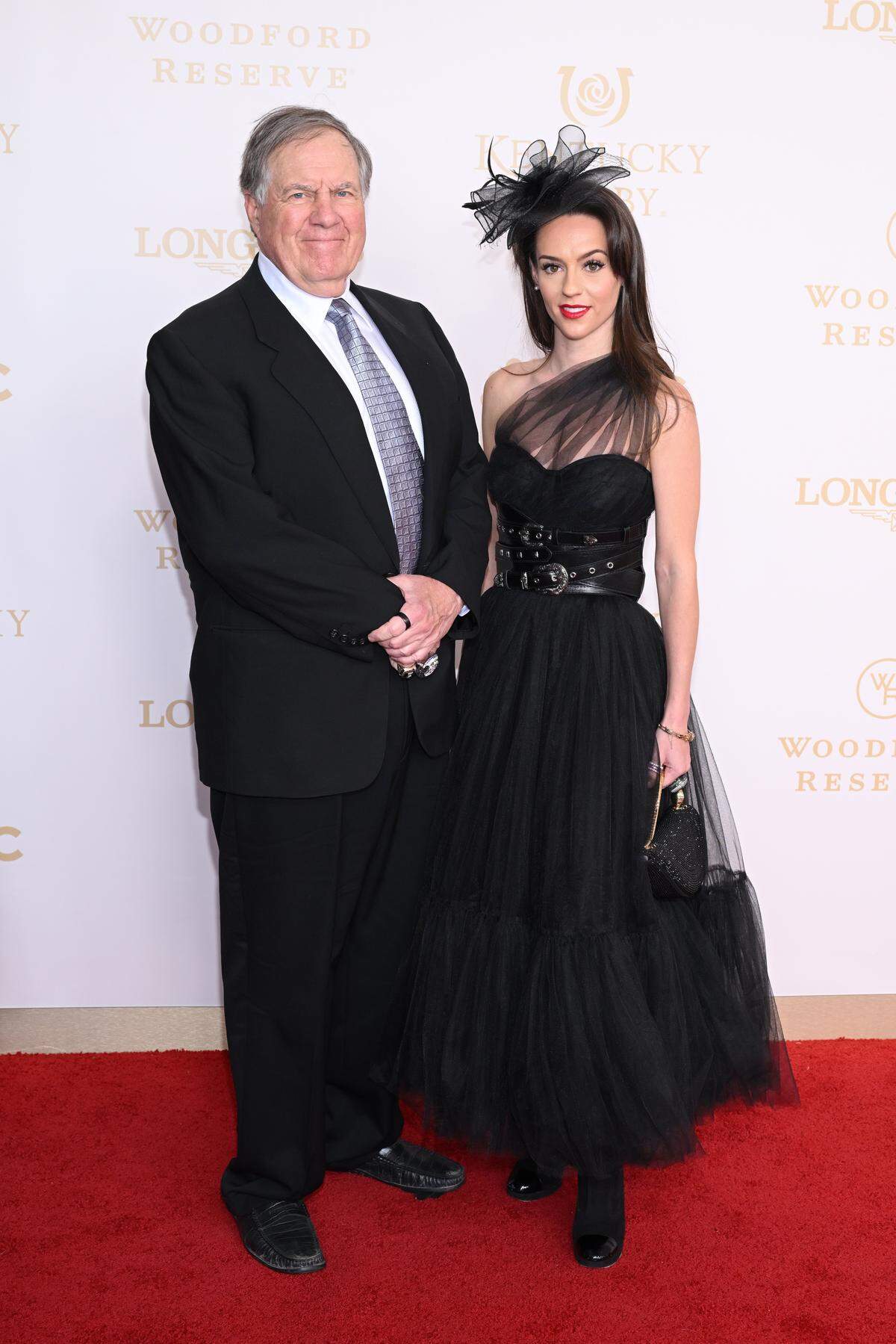 LOUISVILLE, KENTUCKY - MAY 02: (L-R) Bill Belichick and Jordon Hudson attend the Kentucky Derby 152 at Churchill Downs on May 02, 2026 in Louisville, Kentucky. (Photo by Daniel Boczarski/Getty Images for Churchill Downs)