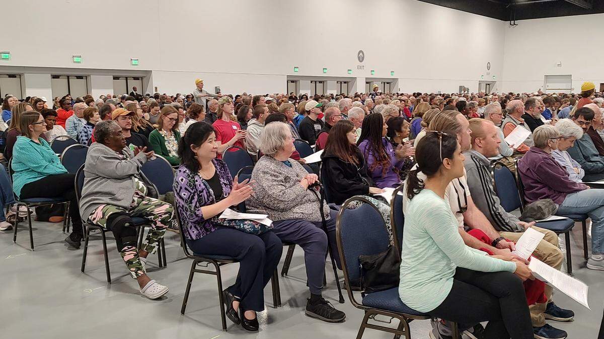 Members of BUILD, Building a United Interfaith Lexington through Direct Action, listened during the group’s Nehemiah Action Assembly Tuesday night.