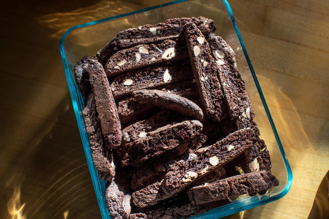 Chocolate biscotti are part of Jacalyn Carfagno’s permanent holiday baking rotation.