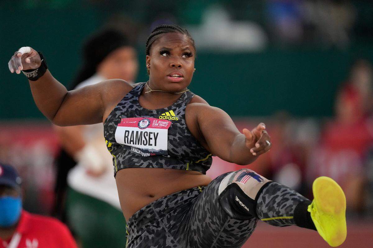 Former Western Kentucky thrower Jessica Ramsey competed during the women’s shot put finals at the U.S. Olympic Track and Field Trials on June 24. The AP predicts she’ll win a silver medal in Tokyo.