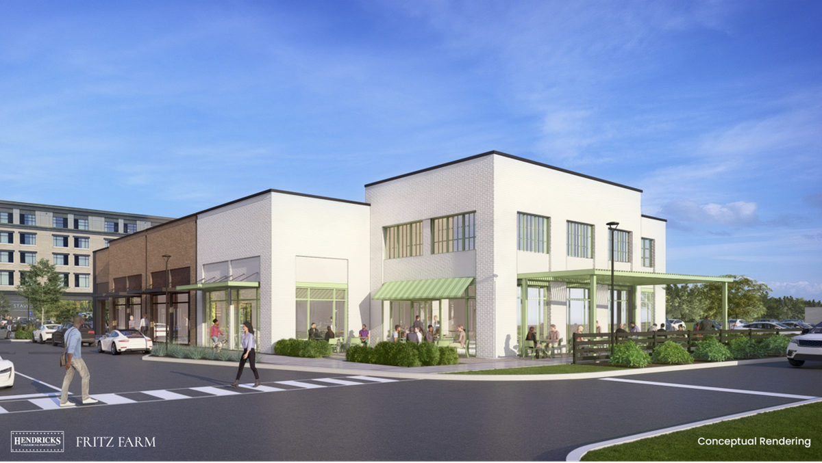 A rendering of one of three new buildings coming to Fritz Farm at the corner of Man o’ War Boulevard and Nicholasville Road in Lexington. The shopping and dining development is expanding.