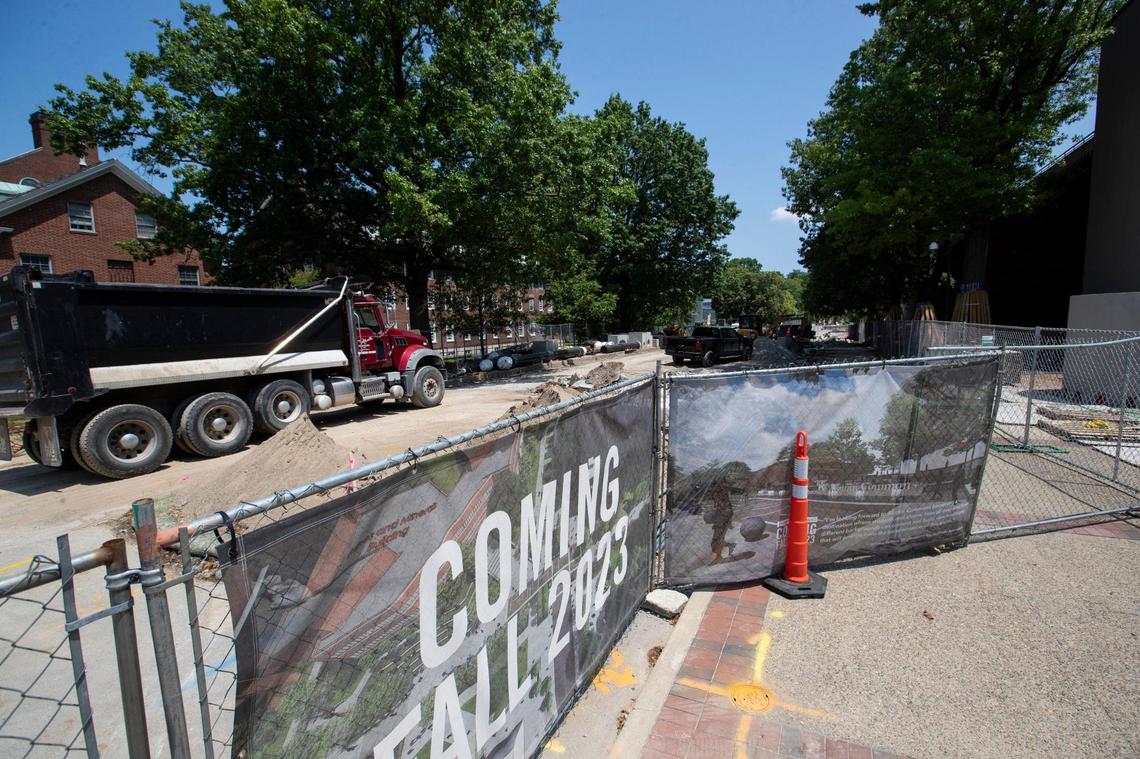 Construction around the campus of the University of Kentucky in Lexington, Ky., Friday, May 26, 2023.